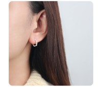 Striking CZ Silver Hoop Earring HO-1841